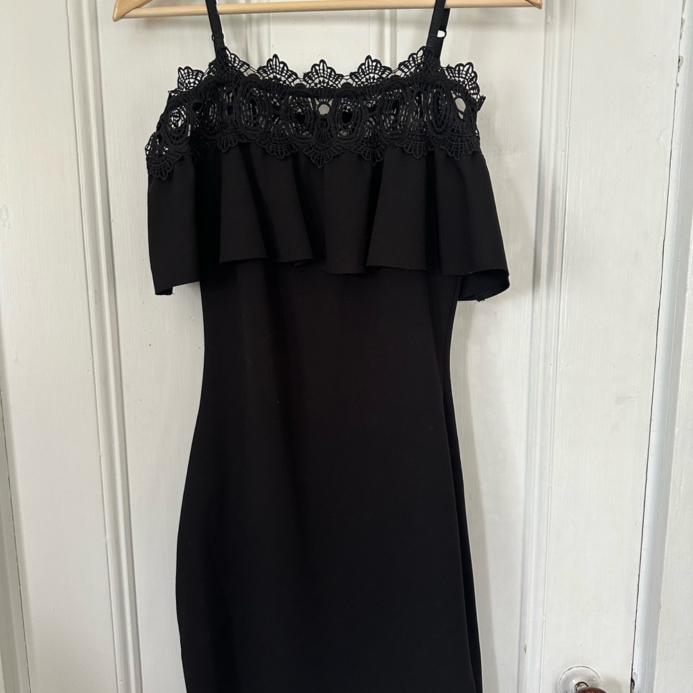 BCX Black Peplum Sheath Mini Dress